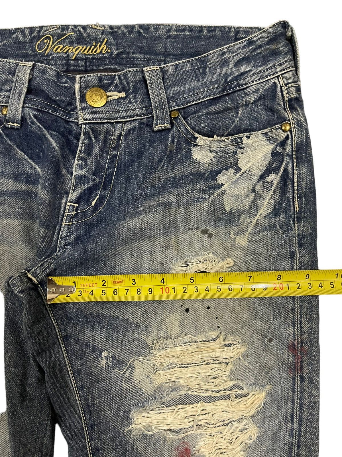 Vanquish Vintage Japan Vanquish Paint Splatter Distressed Jeans Size US 31 - 12 Thumbnail