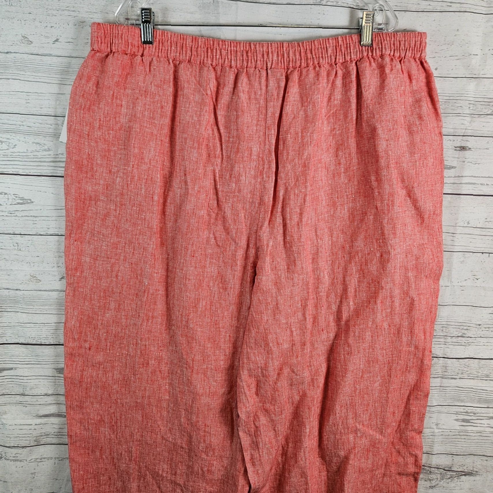 Coldwater Creek VINTAGE? No. Coldwater Creek Womens Linen Wide-Leg Cropped Pants 18W Pink Coral High Rise 26 Inseam Size 40" / US 18 - 4 Thumbnail