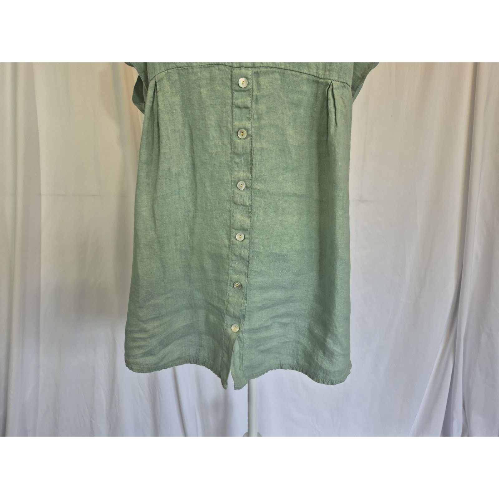 Other Terzo Millennio Womens Green Linen Top Medium Italy Size M / US 6-8 / IT 42-44 - 6 Thumbnail