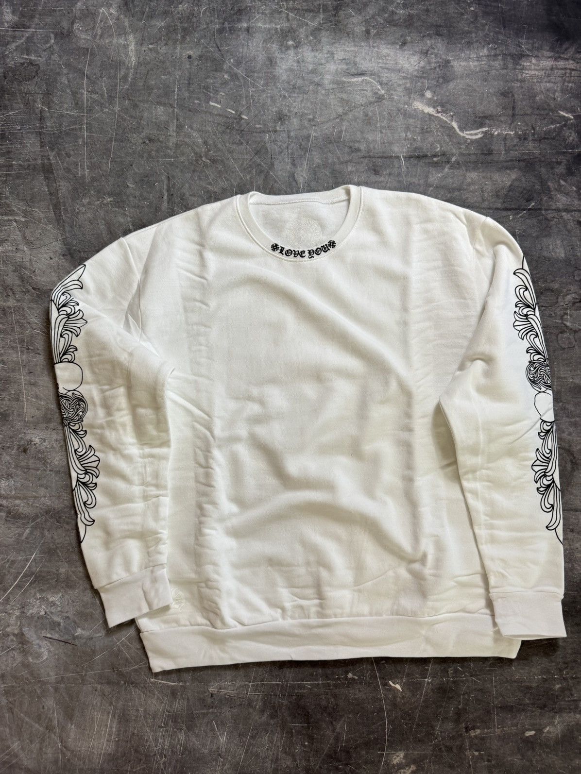 ◆CHROME HEARTS◆LOVE YOU SACRED FLORAL HEART CREWNECK WHITE Request Atlanta | White Chrome Hearts Love You Sacred Floral