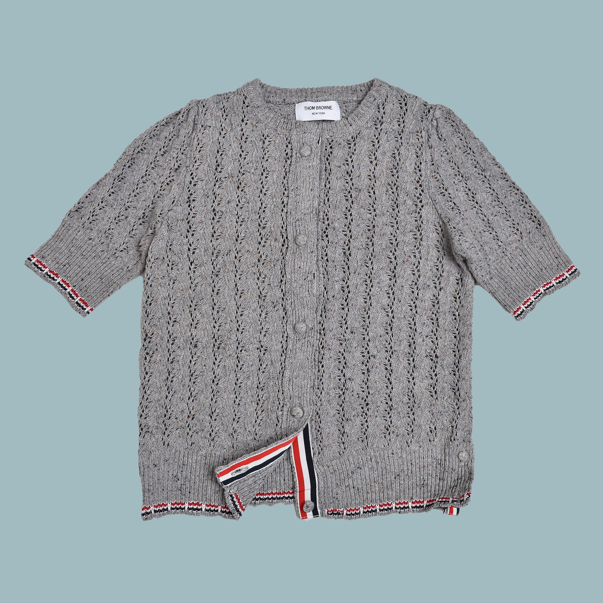 Thom Browne THOM BROWNE SHORT SLEEVE KNIT CARDIGAN GRAY MADE IN JAPAN Size M / US 6-8 / IT 42-44 - 1 Thumbnail