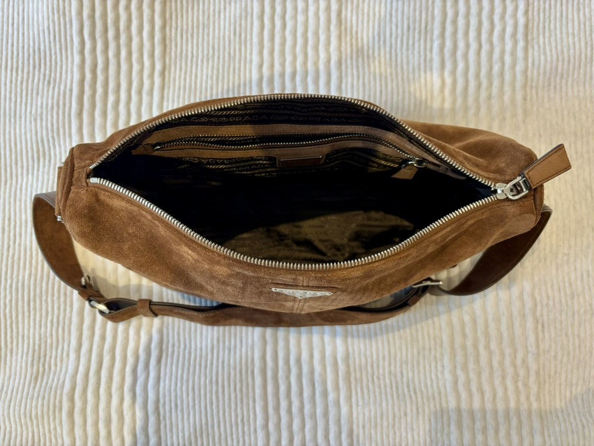 Prada Brown Suede Shoulder Bag Size ONE SIZE - 7 Thumbnail