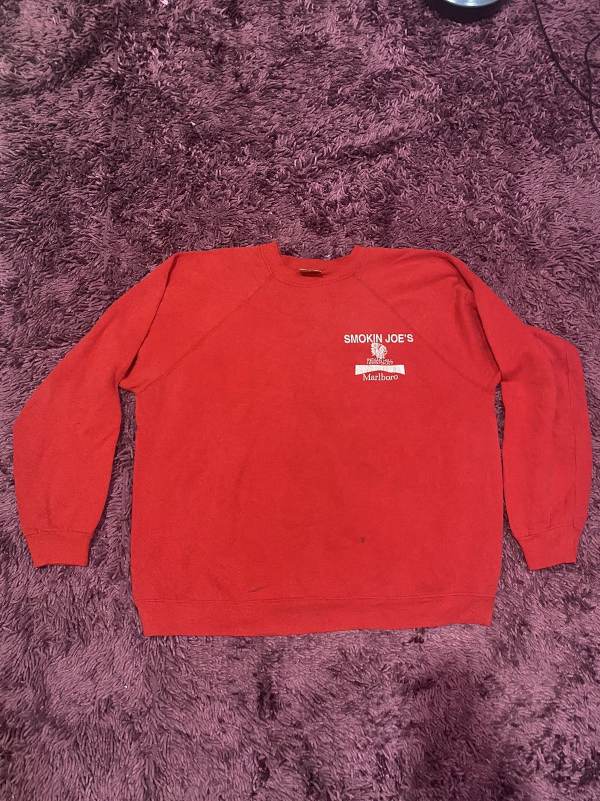 image of Made In USA x Marlboro Vintage 90's Marlboro Smokin Joe's Crewneck Sweatshirt in Red, Men's (Size X