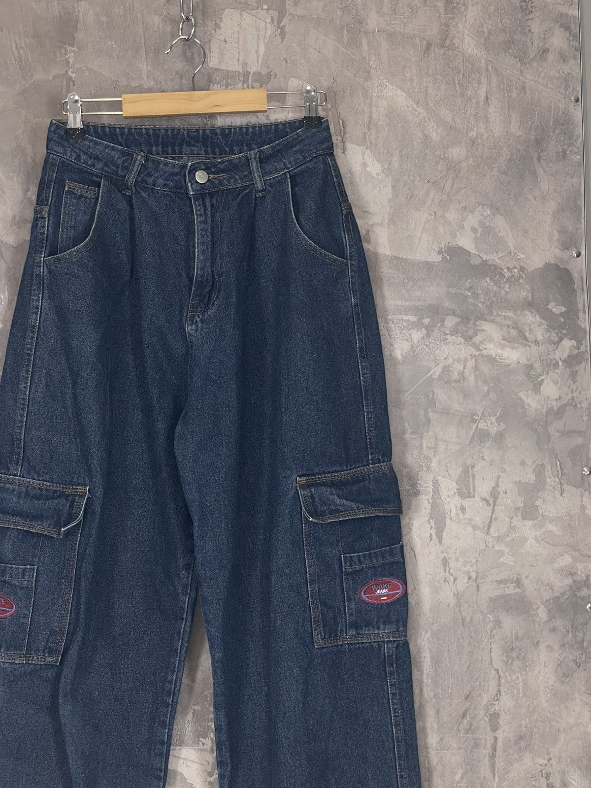 Vintage vintage Y2K Wake dark baggy fit denim cargo jeans Size US 30 / EU 46 - 4 Thumbnail