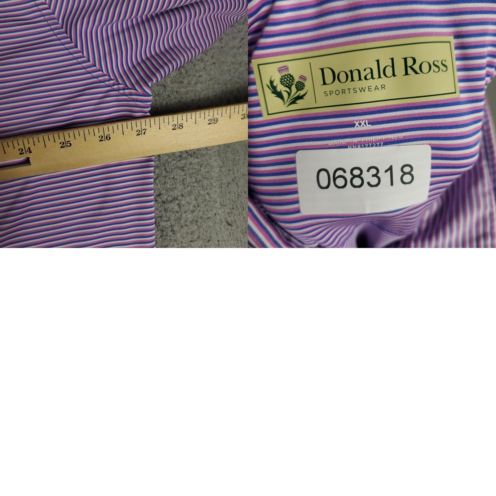 Vintage Donald Ross Polo Shirt Mens 2XL Blue Striped Golf Short Sleeve Size US XXL / EU 58 / 5 - 8 Thumbnail