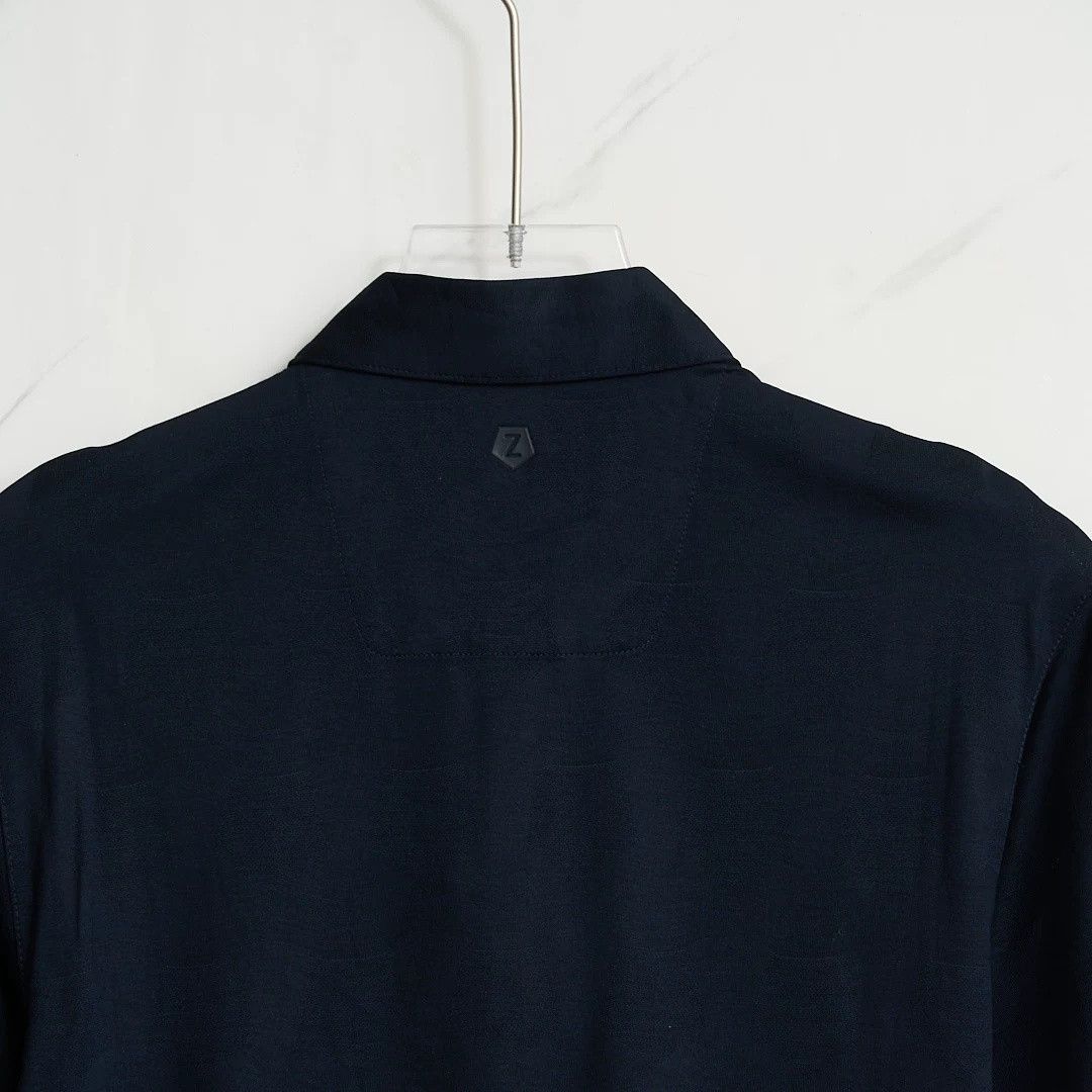 Ermenegildo Zegna ZEGNA Men's Navy Jacquard Polo Shirt Size US M / EU 48-50 / 2 - 6 Thumbnail