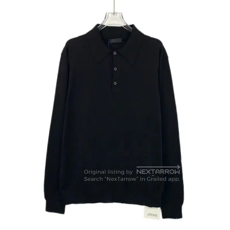 Prada Prada Black Cotton Knit Long Sleeve Shirt. Size US L / EU 52-54 / 3 - 1 Thumbnail