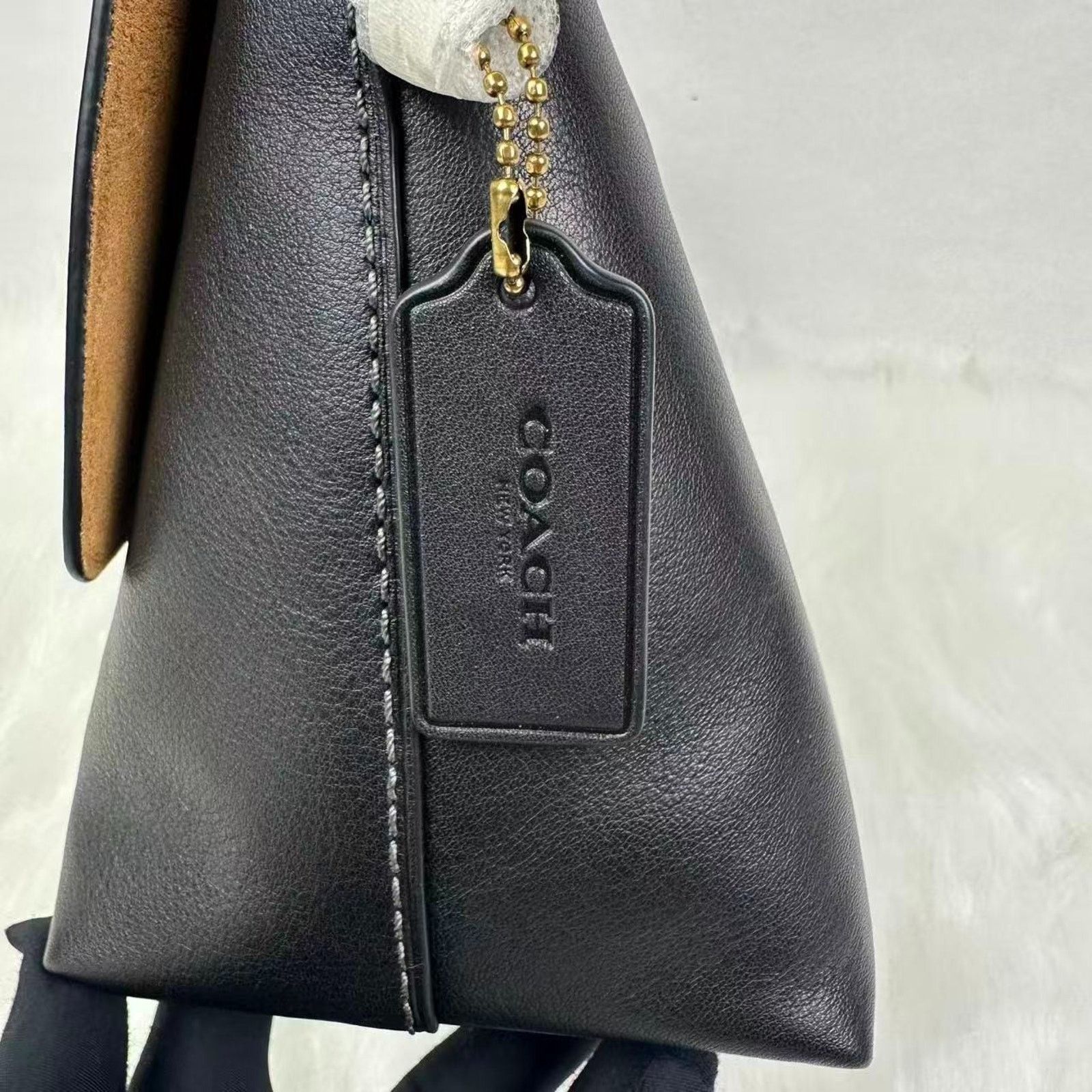 Coach Coach Chelsea Shoulder 30 Chain Natural Leather Brass Black Size ONE SIZE - 3 Thumbnail