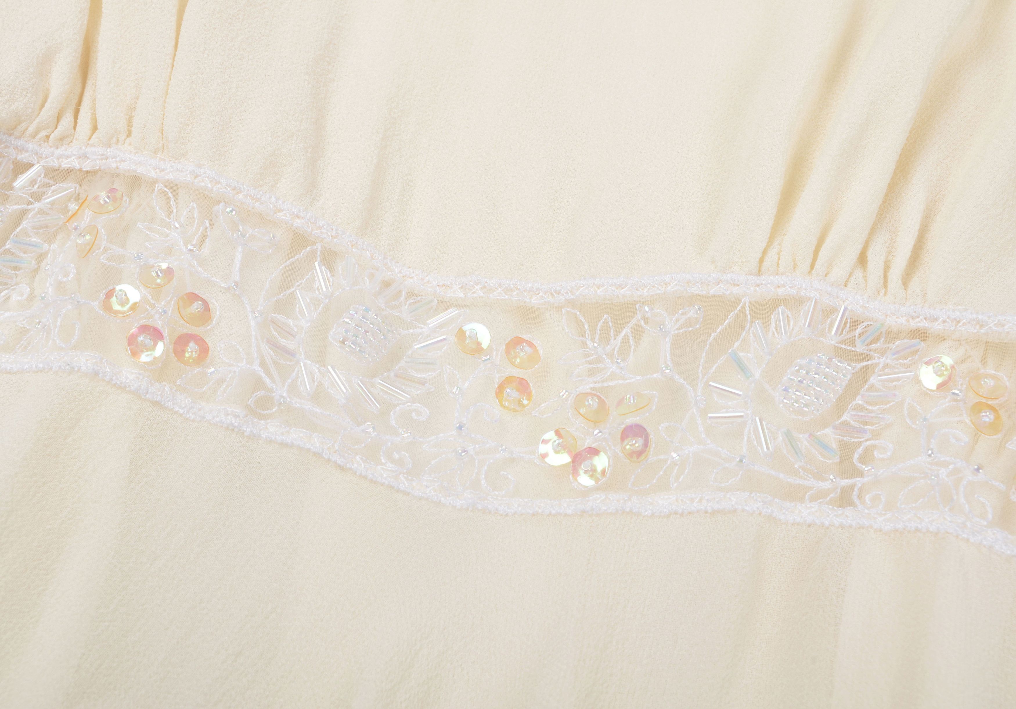 Other Vintage Globus Y2K Mesh Silk Beaded Milky Cami Top Size L / US 10 / IT 46 - 7 Thumbnail