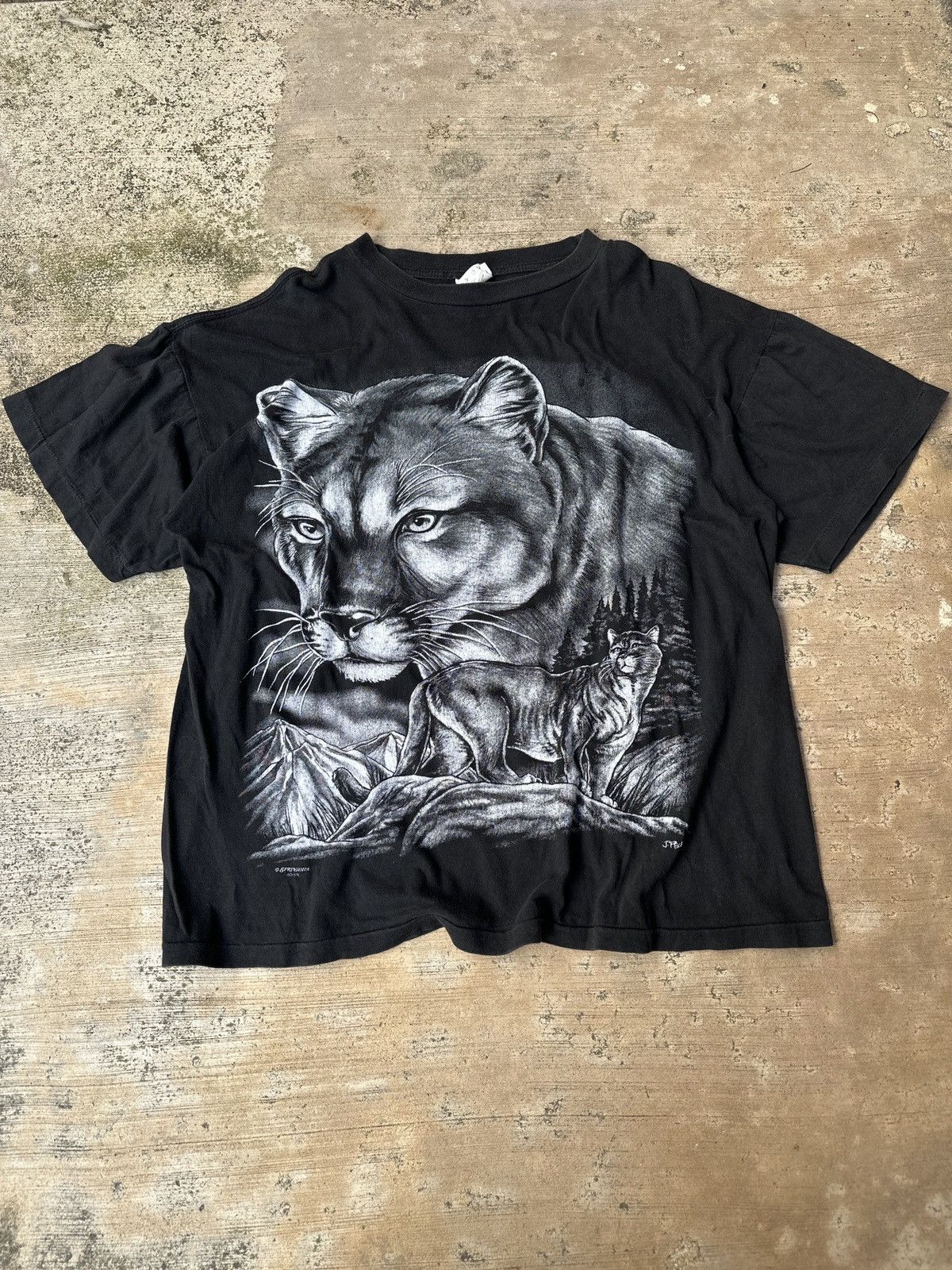 Liquid Blue × Vintage Vintage 90s The Mountain AOP Lion Bobcat Animal T-shirt Size US XL / EU 56 / 4 - 1 Thumbnail
