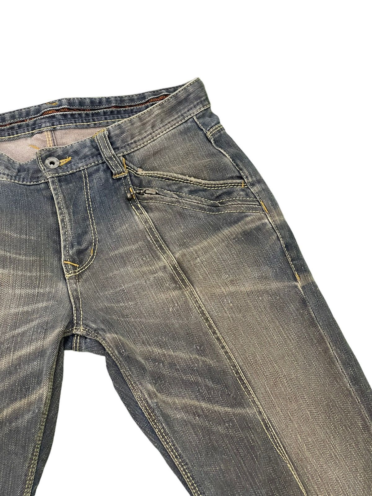 Japanese Brand Flare Jeans Nicole Club Distress Honeycomb Stretch Slim 7🟦7 Size US 33 - 9 Thumbnail