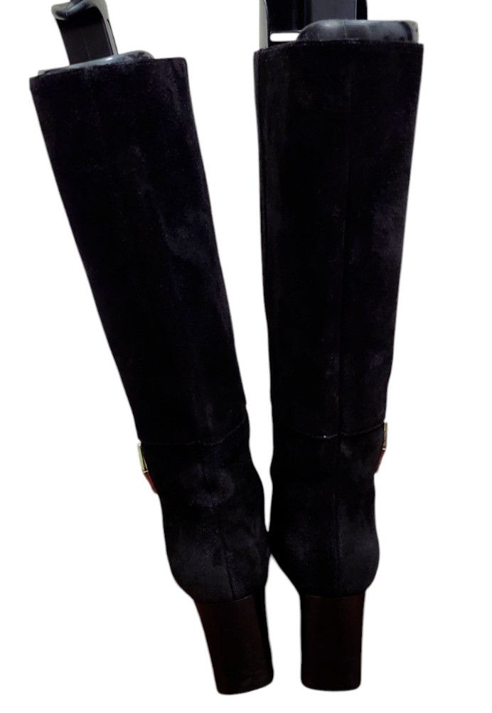 Longchamp Longchamp Roseau Heeled boots Black suede leather Bamboo Size US 7.5 / IT 37.5 - 7 Thumbnail