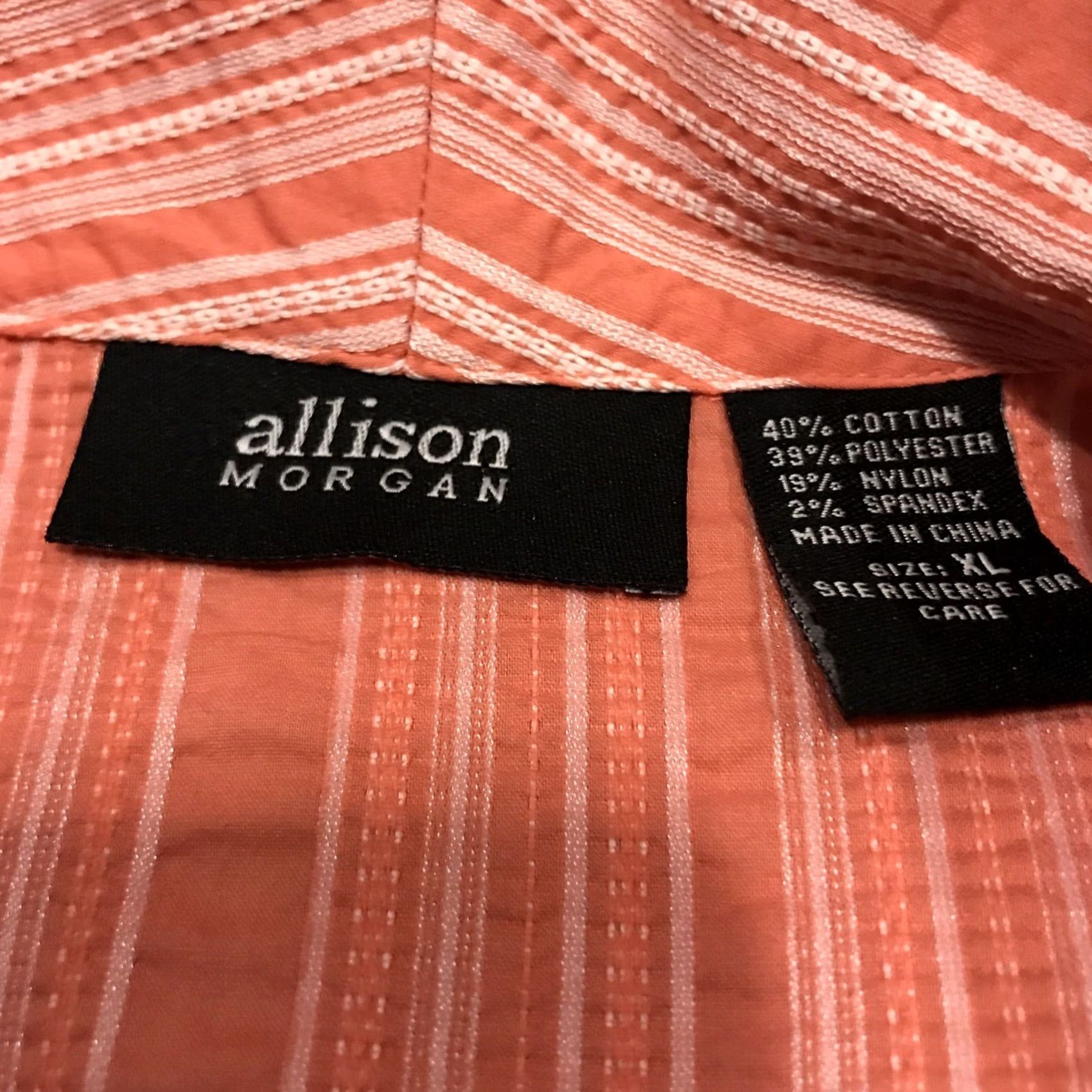 Vintage Coral Button-Up Shirt Cotton Blend Striped Long Sleeve Women XL Regular Aller? (Note: There is ambiguity due to provided data) Size XL / US 12-14 / IT 48-50 - 3 Thumbnail