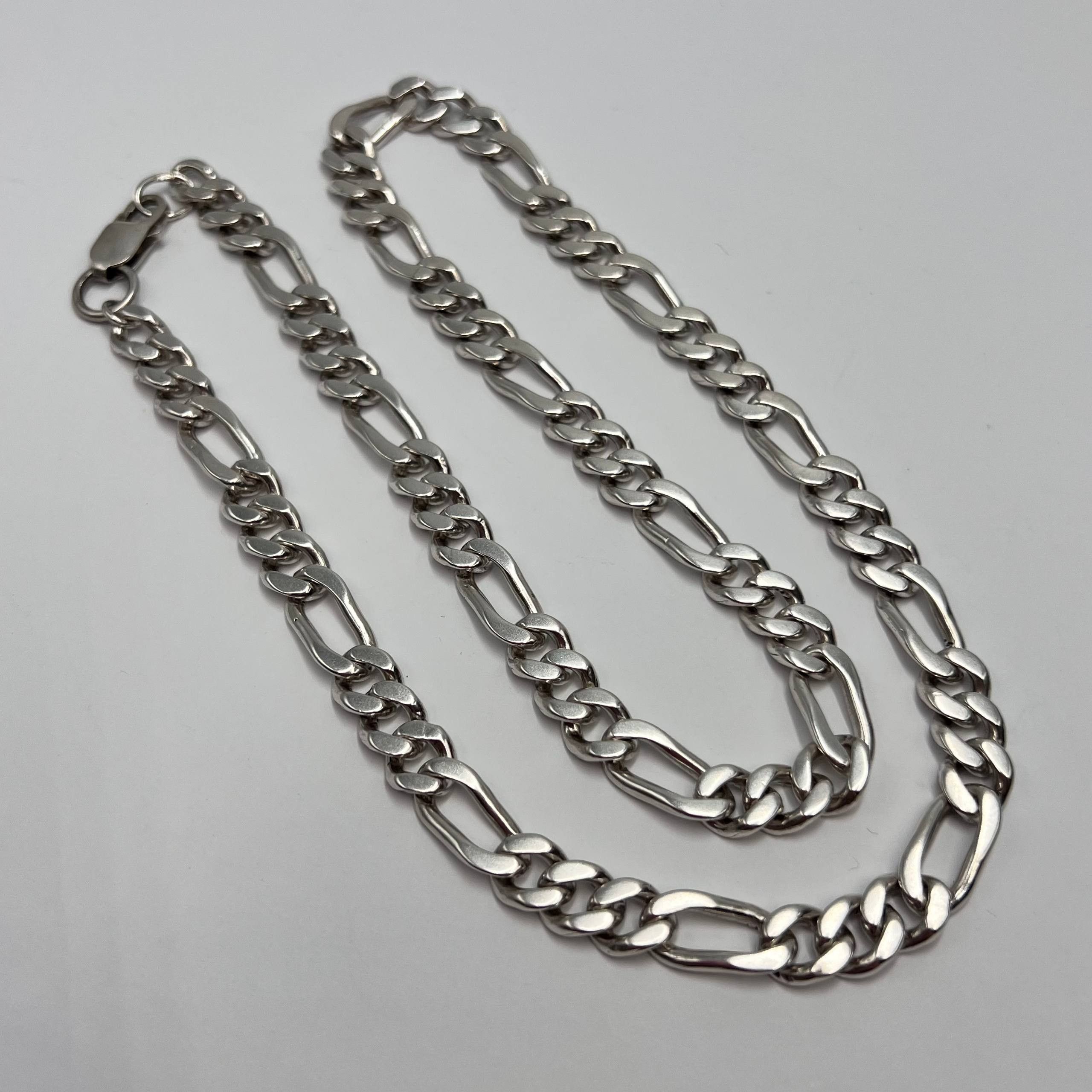 Vintage Massive Vintage Sterling Silver 925 Figaro Chain 59.5g Size ONE SIZE - 12 Thumbnail