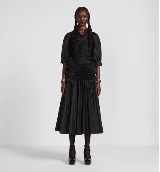 Dior o1w1db10225 Mid-Length Pleated Skirt in Black Size 28" / US 6 / IT 42 - 4 Thumbnail