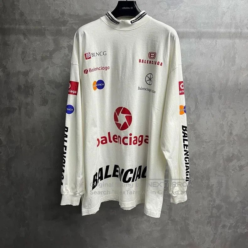 Balenciaga Balenciaga White Letter Print Longsleeve T-shirt. Size US L / EU 52-54 / 3 - 1 Thumbnail
