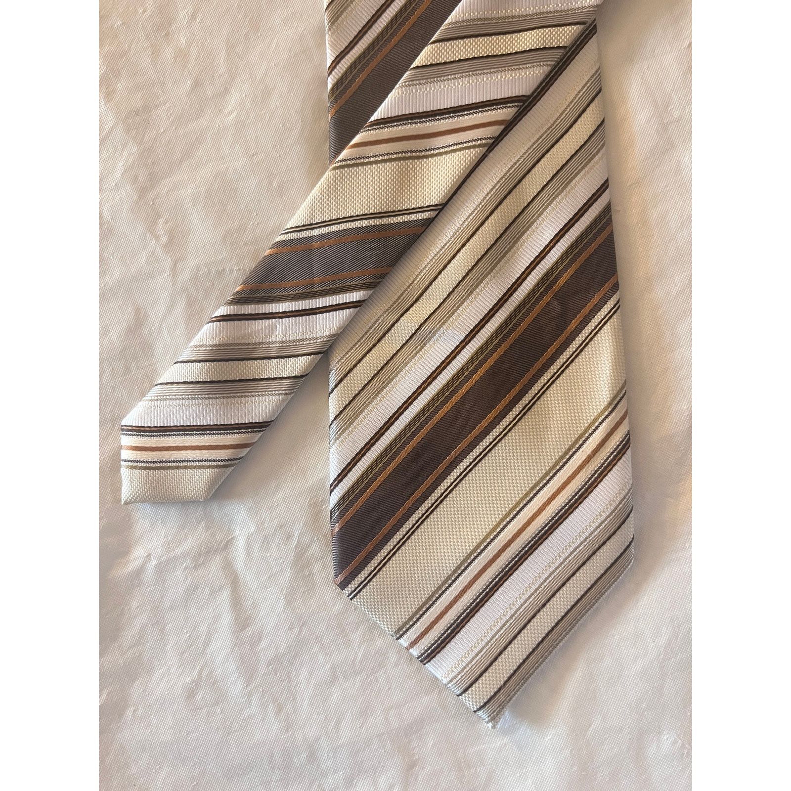Other Valerio Garati Necktie - 100% Polyester Striped Tie Brown Size ONE SIZE - 4 Thumbnail