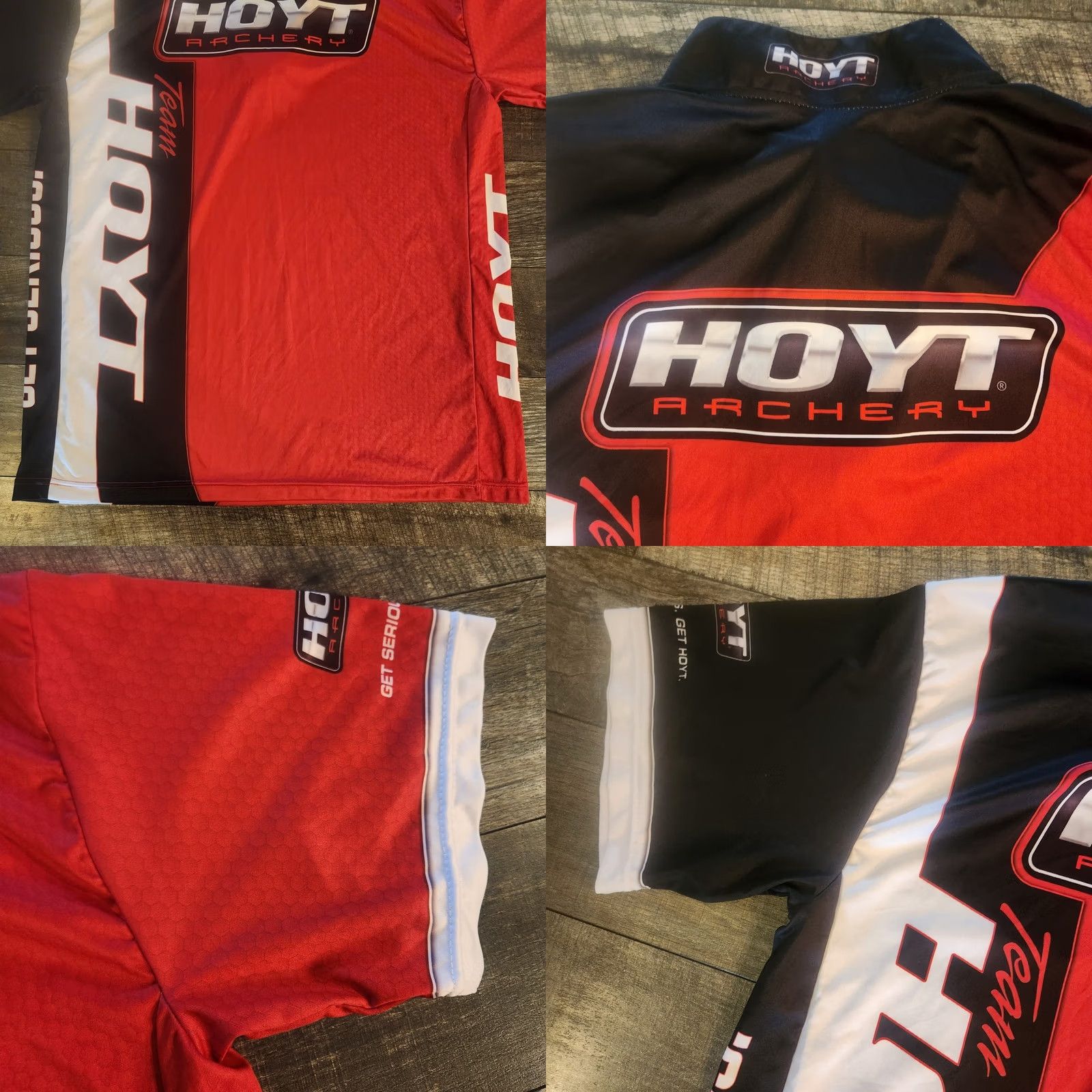 Vintage Hoyt Archery Performance 1/4 Zip Shirt Pullover Jersey Mens Large Red AOP Shirt Size US L / EU 52-54 / 3 - 8 Thumbnail