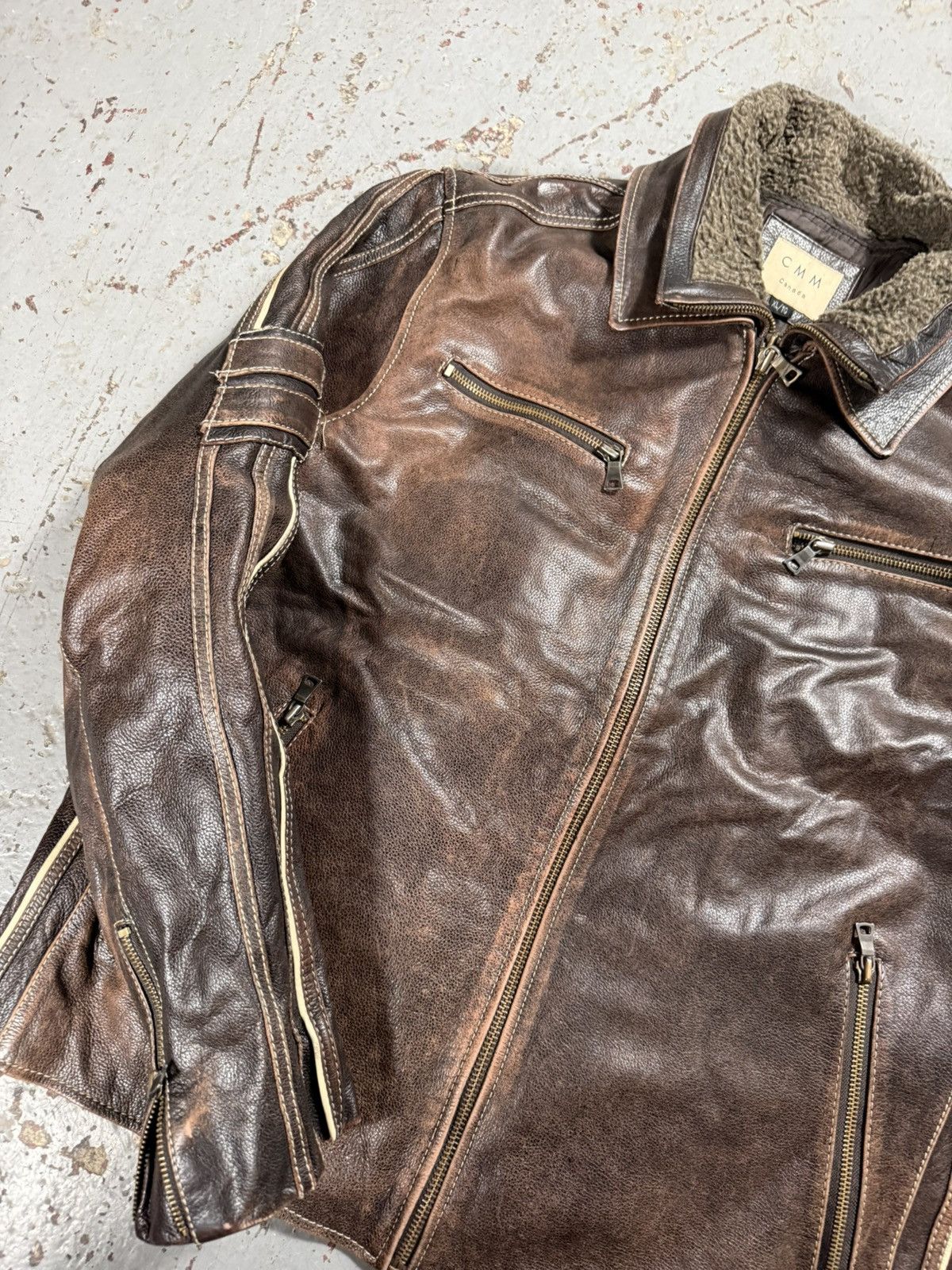 Other Vintage CMM Detachable Fur Collar Leather Faded Pinstripe Ja Size US XL / EU 56 / 4 - 3 Thumbnail