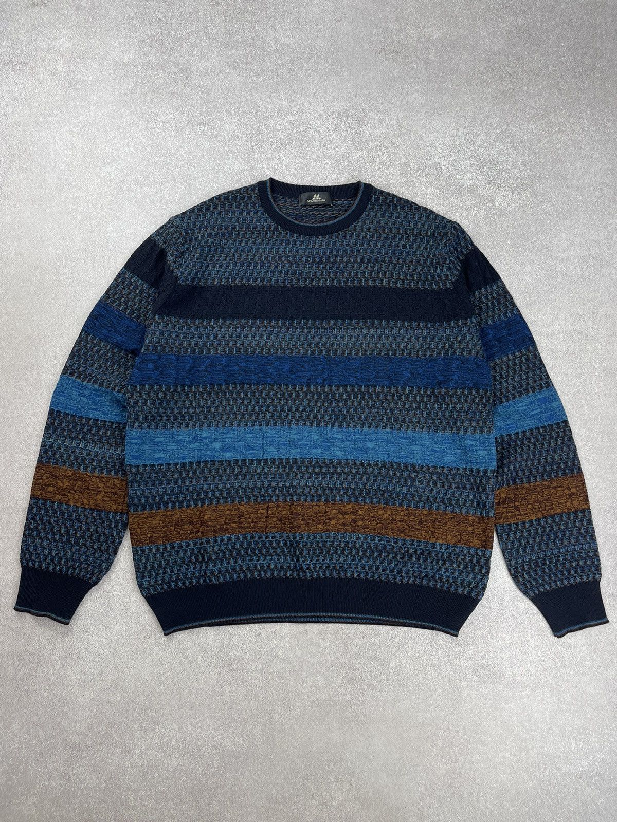 Designer Montechiaro Striped Multiclor Knit Sweater Men’s Size 54 Size US L / EU 52-54 / 3 - 1 Thumbnail