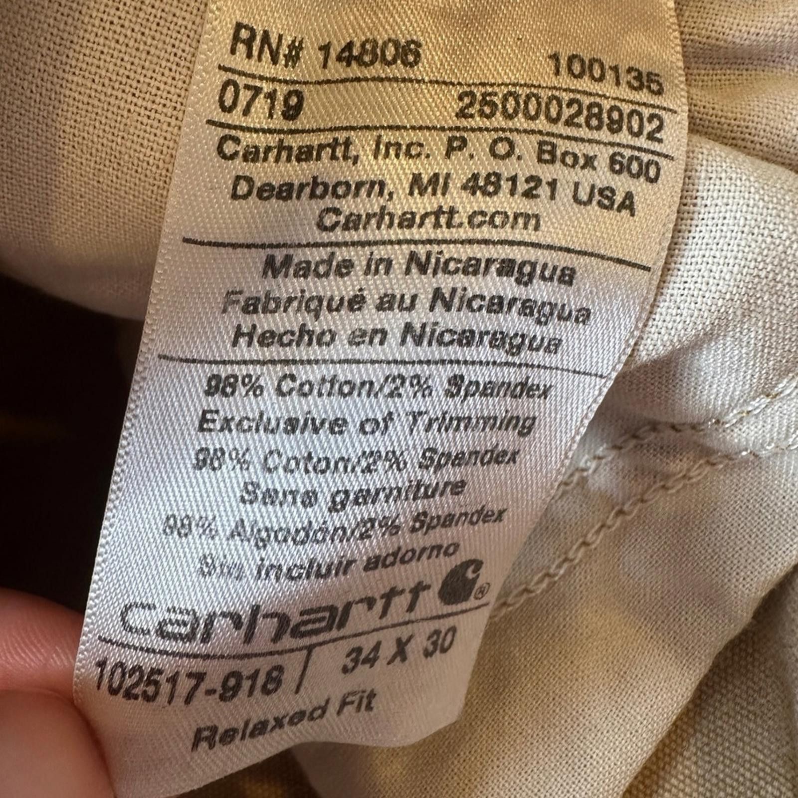 Carhartt Carhartt Mens Relaxed Fit Tan Canvas Work Pants 34x30 Size US 34 / EU 50 - 5 Thumbnail