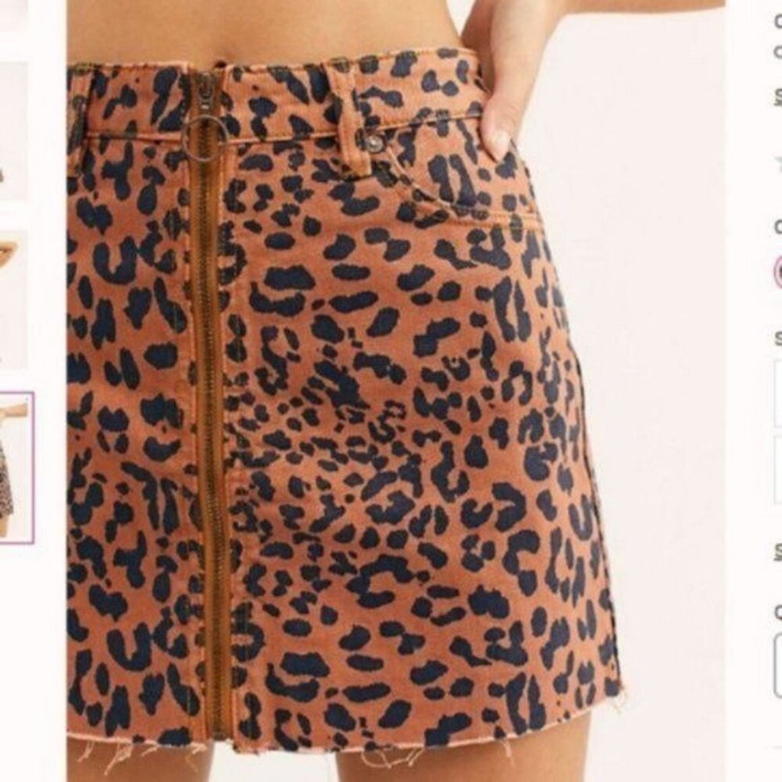 Free People Free People Zip It Up Leopard Fray Hem Mini Skirt 31 NEW Size 34" / US 12 / IT 48 - 5 Thumbnail