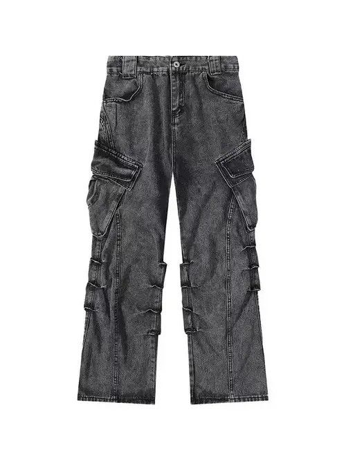 Japanese Brand Retro washed distressed stacked cargo jeans Size US 32 / EU 48 - 5 Thumbnail