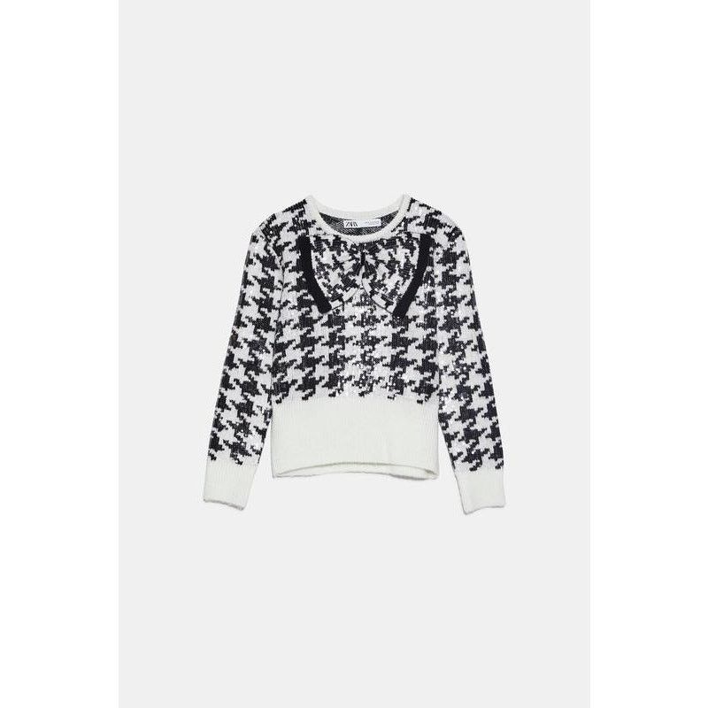 Zara Zara white black sequence bow knit sweater size M Size M / US 6-8 / IT 42-44 - 1 Thumbnail
