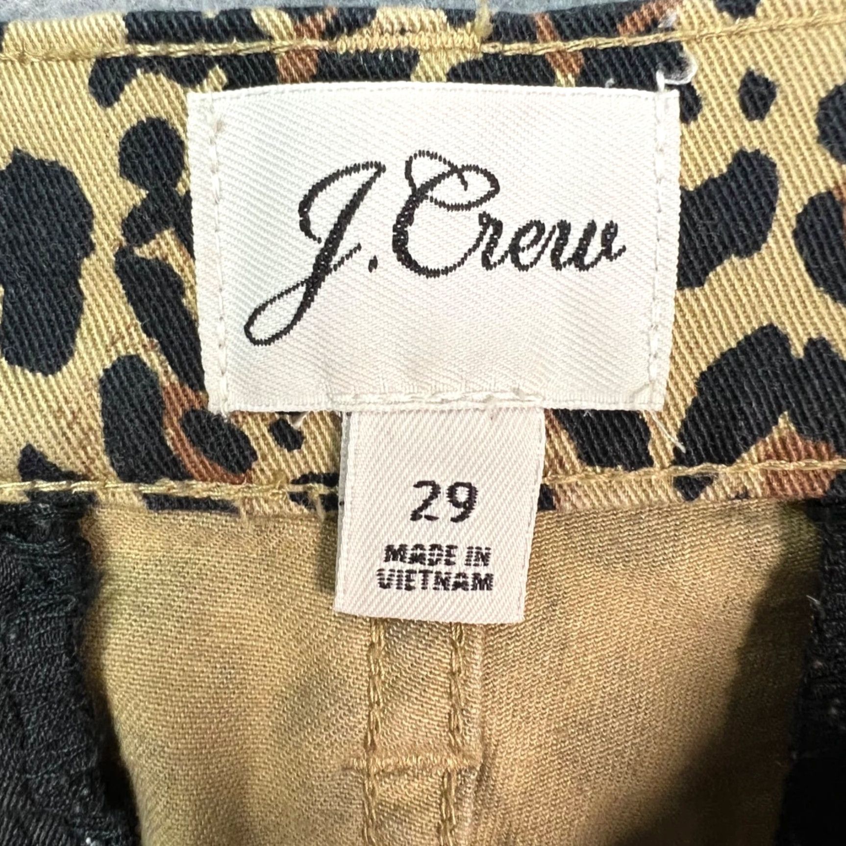 J.Crew J. Crew Womens 29 Leopard Print Straight Leg Pants Stretch Cotton Denim Beige Color Regular Rise High Inseam 26 In Ankle 30 Waist Womens Pants Size 29" - 3 Thumbnail