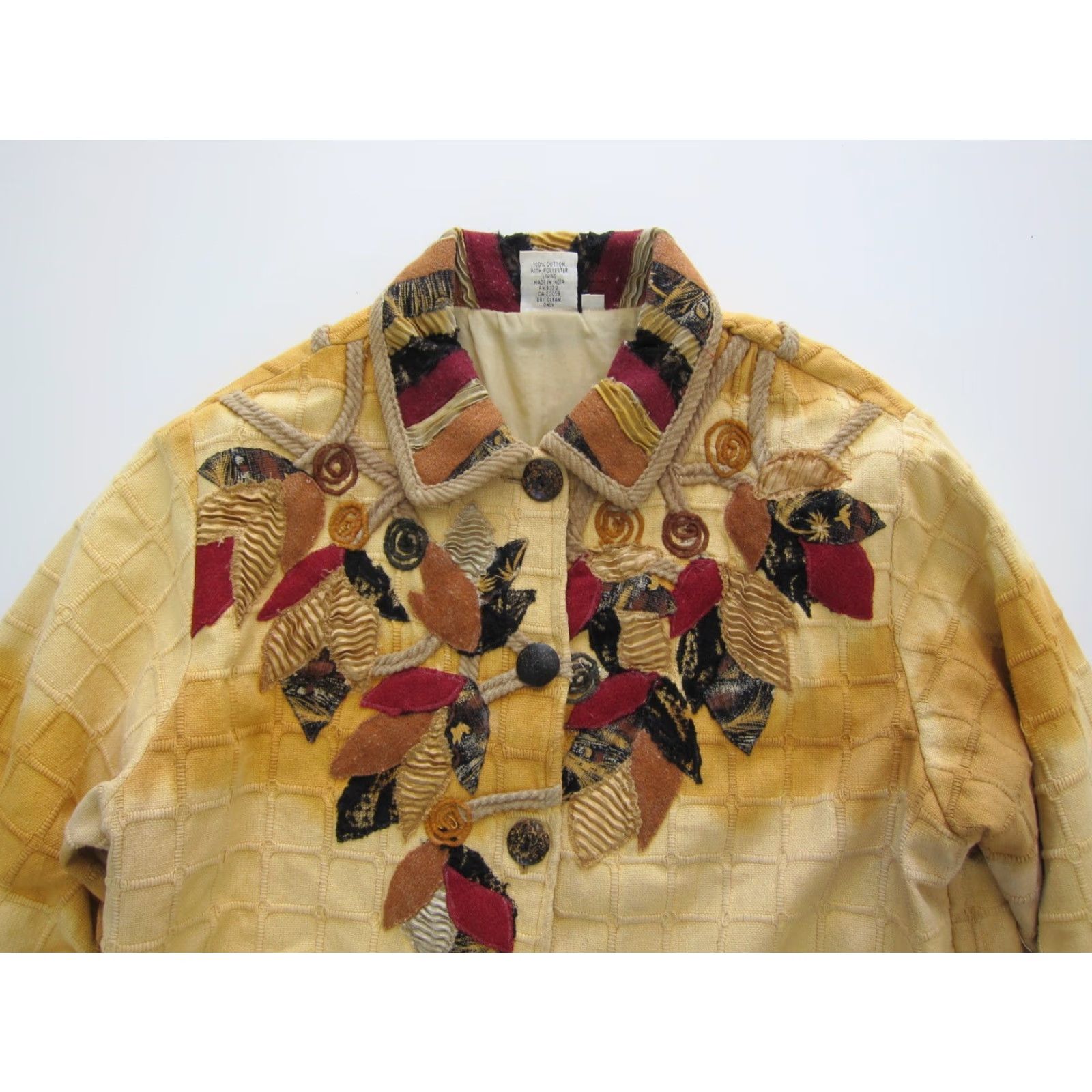 Vintage Vtg Parsley & Sage Cotton Yellow Red Patch Embroidered Collared Button Jacket L Womens Size L / US 10 / IT 46 - 3 Thumbnail
