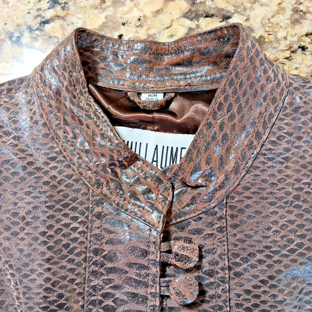 Other Guillaume Womens Leather Jacket In Rare Snake Print Design Size M / US 6-8 / IT 42-44 - 2 Thumbnail