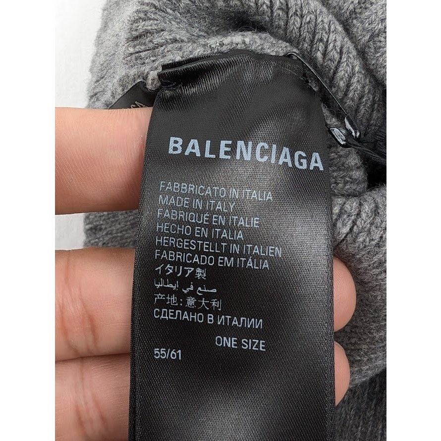 Balenciaga o1rshd1 Q:2/Size:OS/Unisex Cashmere Beanie Cap / Hat in Grey Size ONE SIZE - 13 Thumbnail