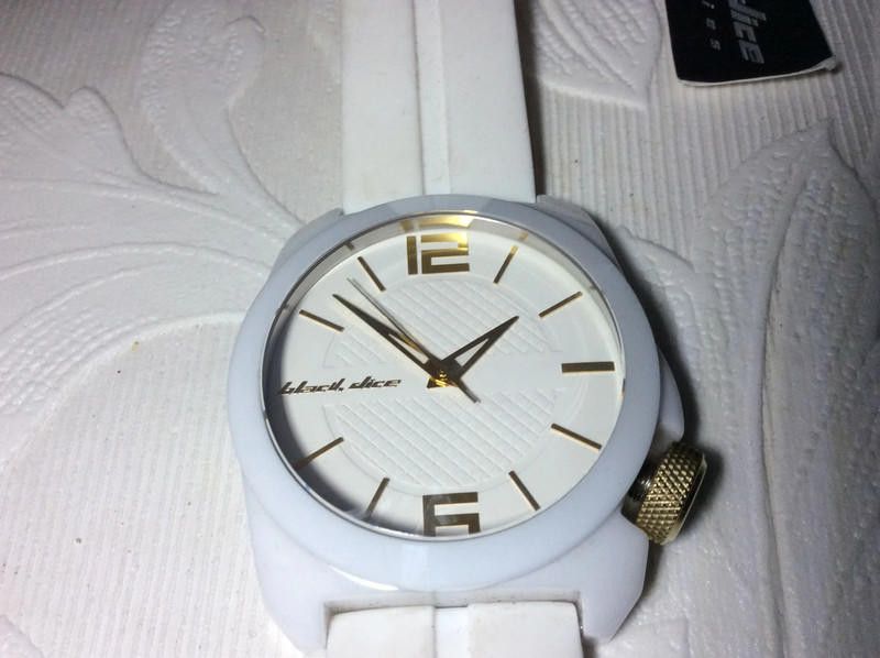 Designer Black dice white gold dial ladies rubber watch Size ONE SIZE - 9 Thumbnail