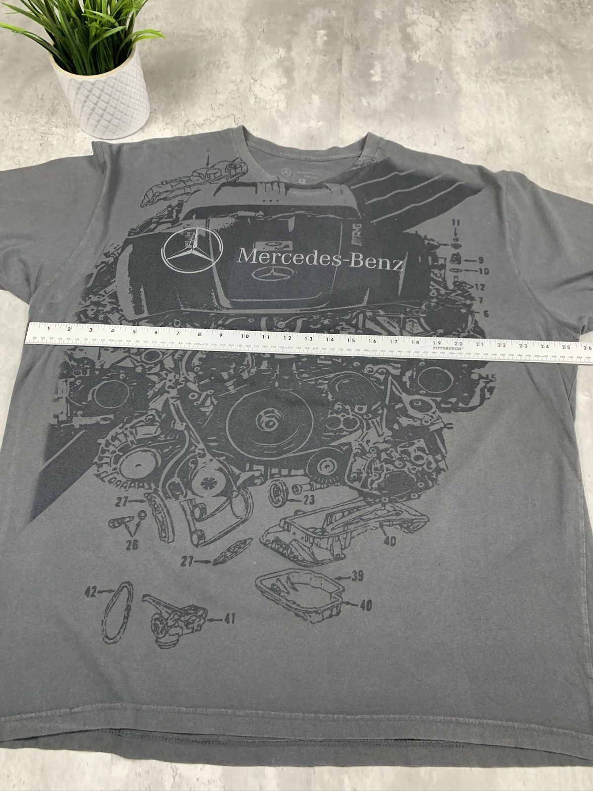 Mercedes-Benz × Vintage Mercedes Benz All Over Print Tshirt Grey Black Size US XXL / EU 58 / 5 - 5 Thumbnail