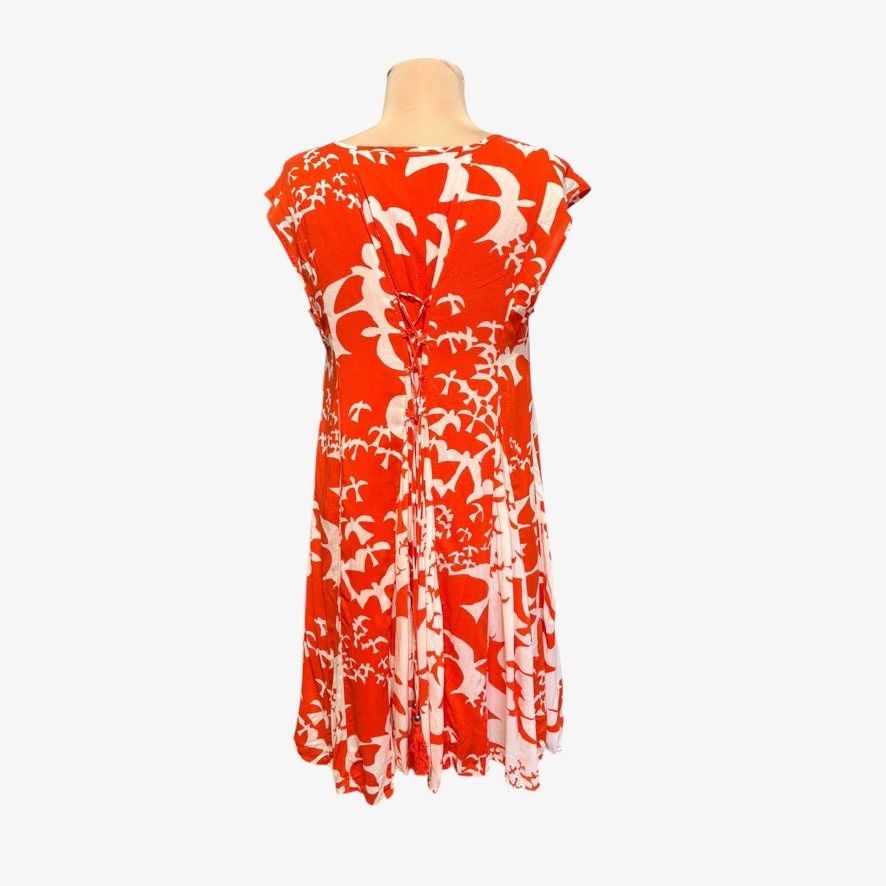 Anthropologie Anthropologie Maeve Mini Swing Dress Small Tangerine White B Size S / US 4 / IT 40 - 4 Thumbnail