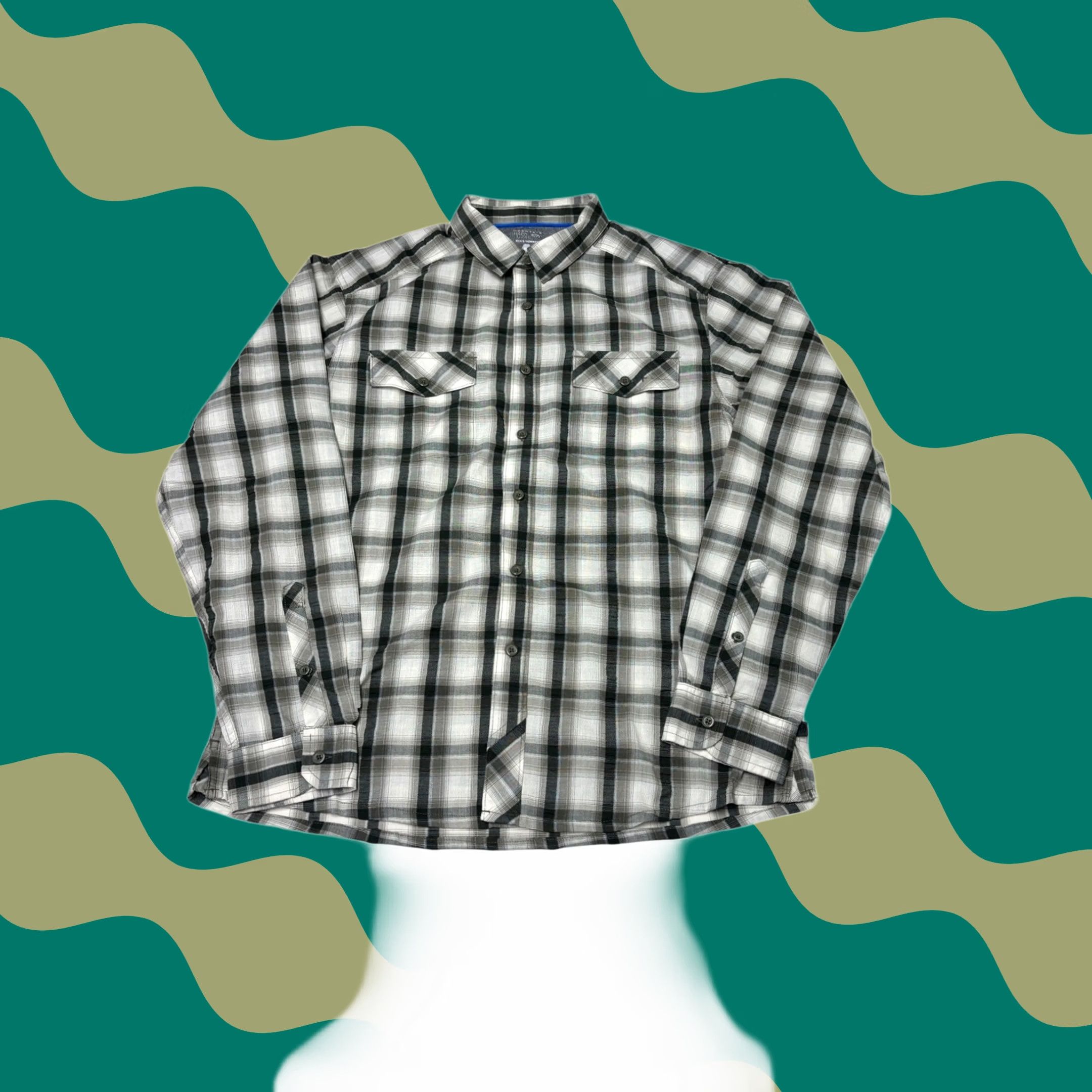 Mountain Hardwear Mountain Hardwear Mens Plaid Long Sleeve Button Down Shirt Grey Black White M Size US M / EU 48-50 / 2 - 1 Thumbnail