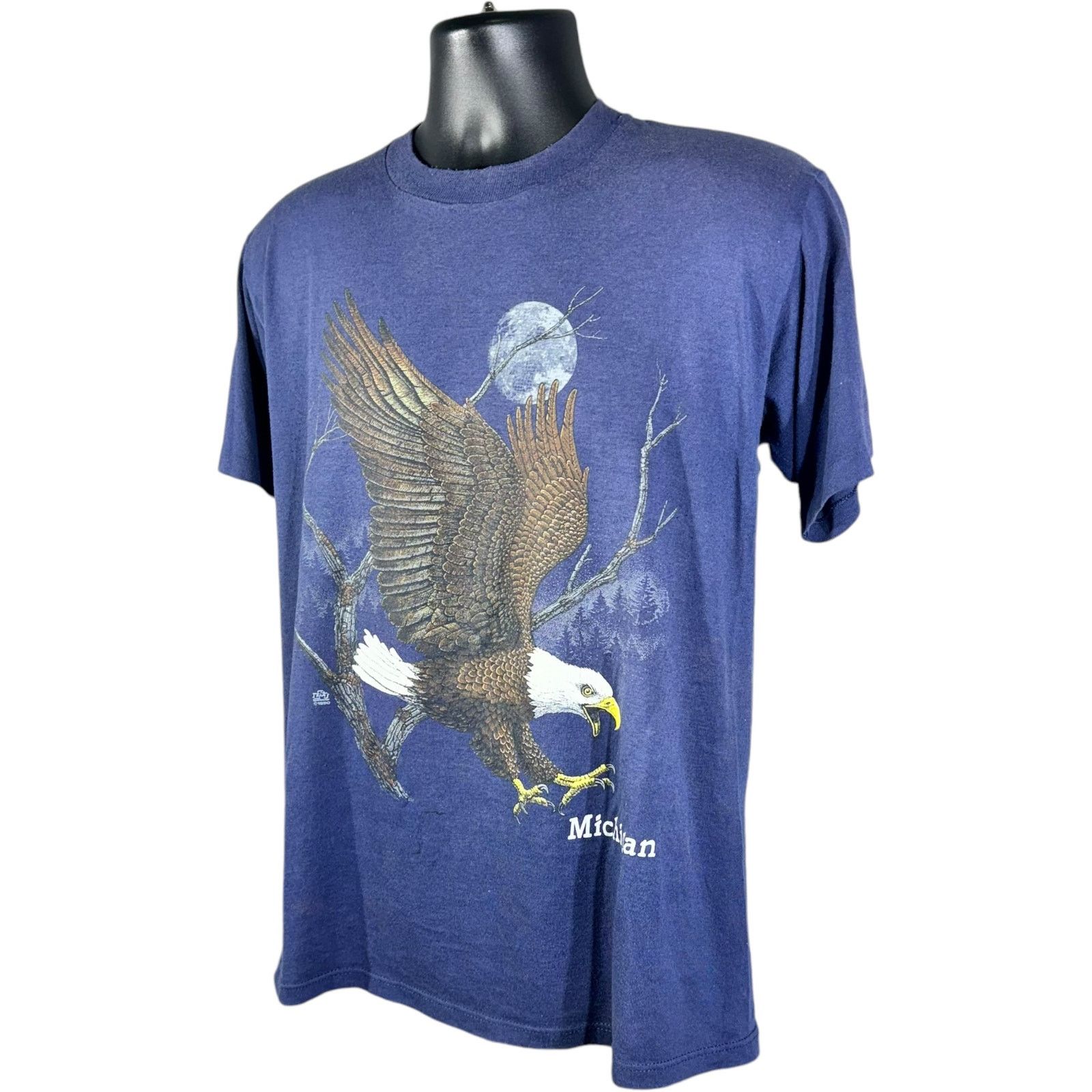 Jerzees Vintage Michigan Bald Eagle Nature Souvenir Tee 90s Size US L / EU 52-54 / 3 - 3 Thumbnail