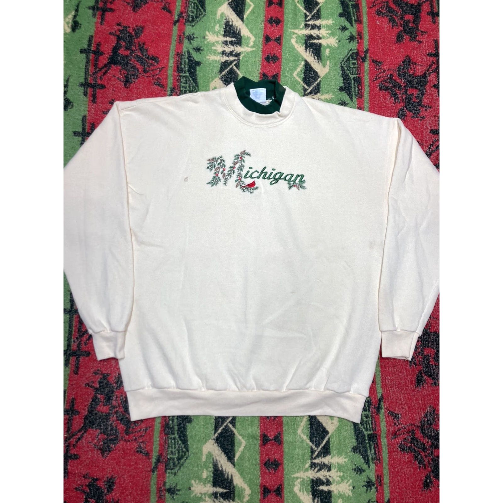 Vintage VINTAGE Sweatshirt Men 2XL USA Michigan Cardinal Bird White Pullover Size US XXL / EU 58 / 5 - 2 Thumbnail