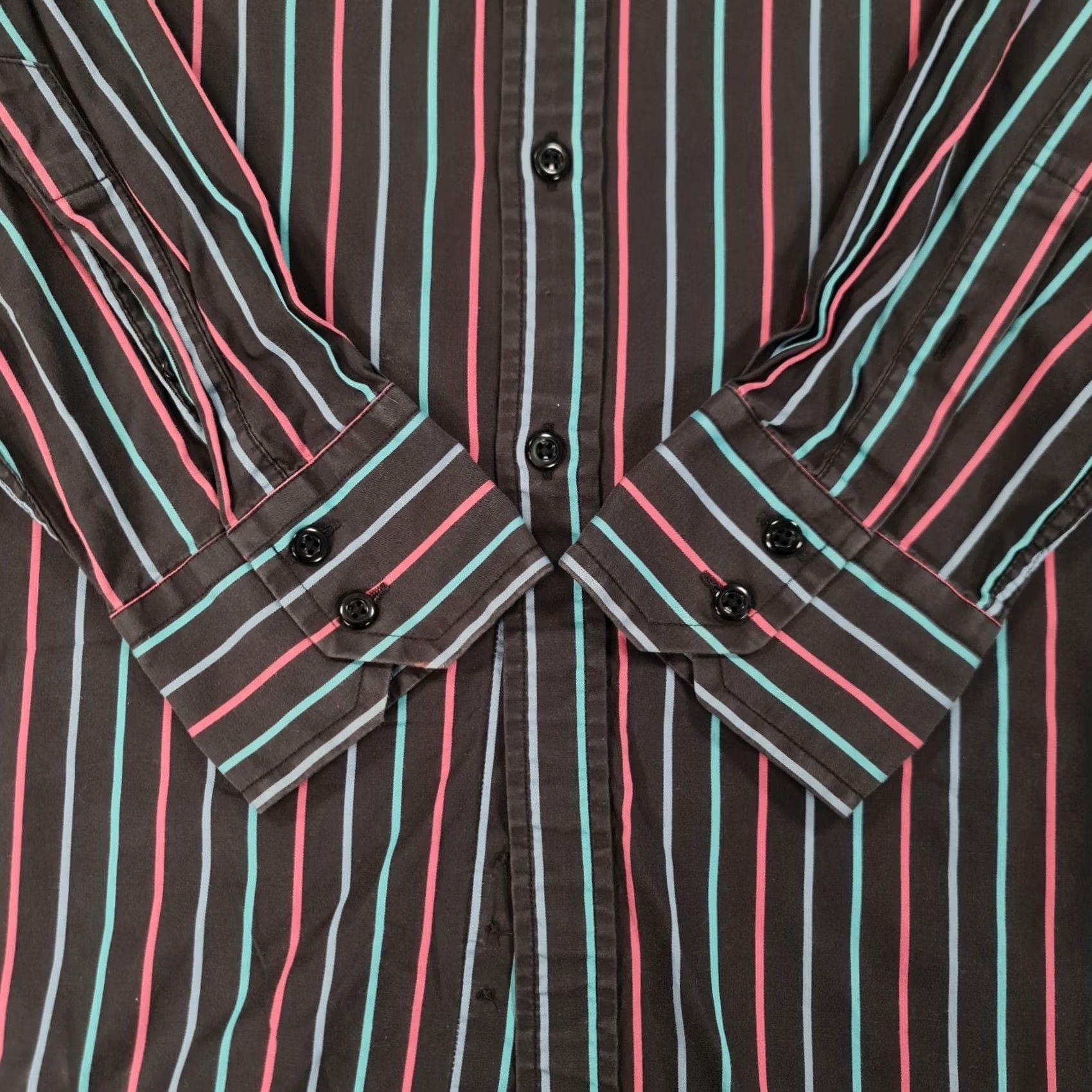 Vintage TM Lewin Mens Shirt Black 17 Slim Fit Button-Up Collared Cotton Striped Long Sleeve Vintage No Size US XL / EU 56 / 4 - 5 Thumbnail