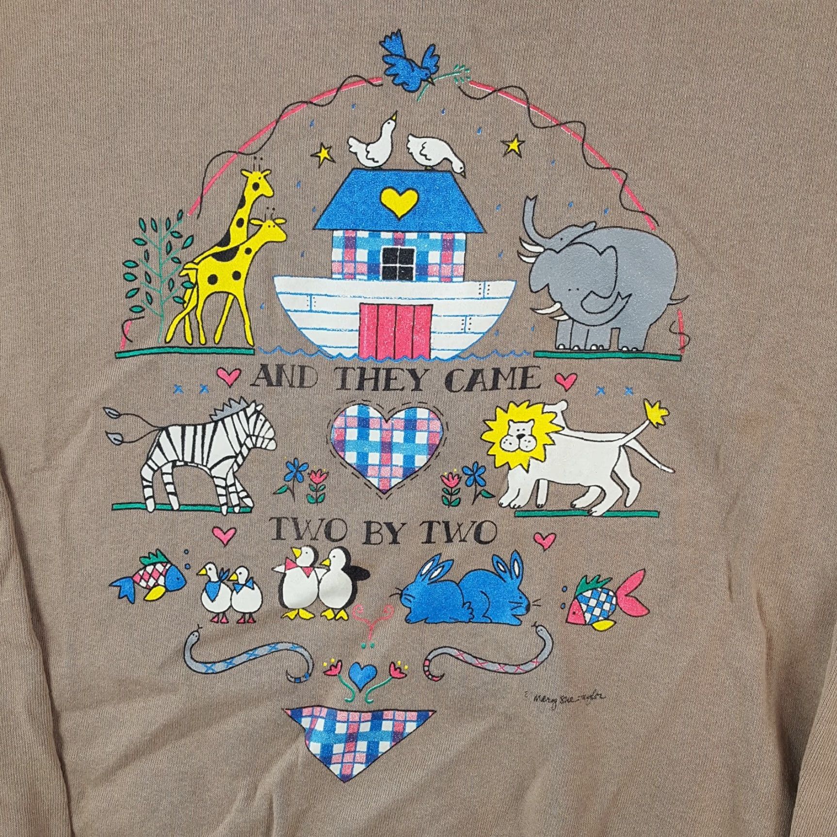 Vintage VINTAGE Mary Sue Taylor Sweatshirt Shirt M Men Beige 90s Jesus Religious Noah's Ark Animals Pullover Crewneck Sweatshirt Size US M / EU 48-50 / 2 - 3 Thumbnail