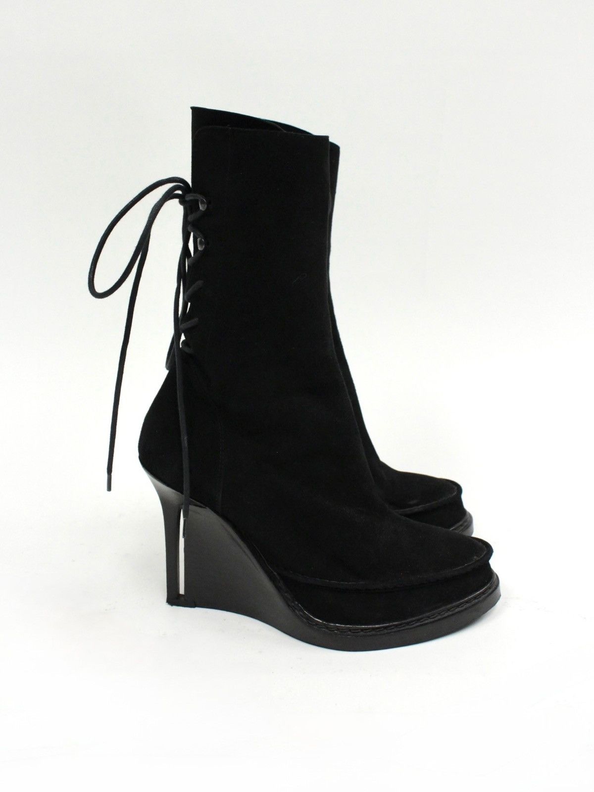 Ann Demeulemeester F/W10 Ann Demeulemeester Lace-Up Wedge Suede Boots Size US 9 / IT 39 - 2 Thumbnail