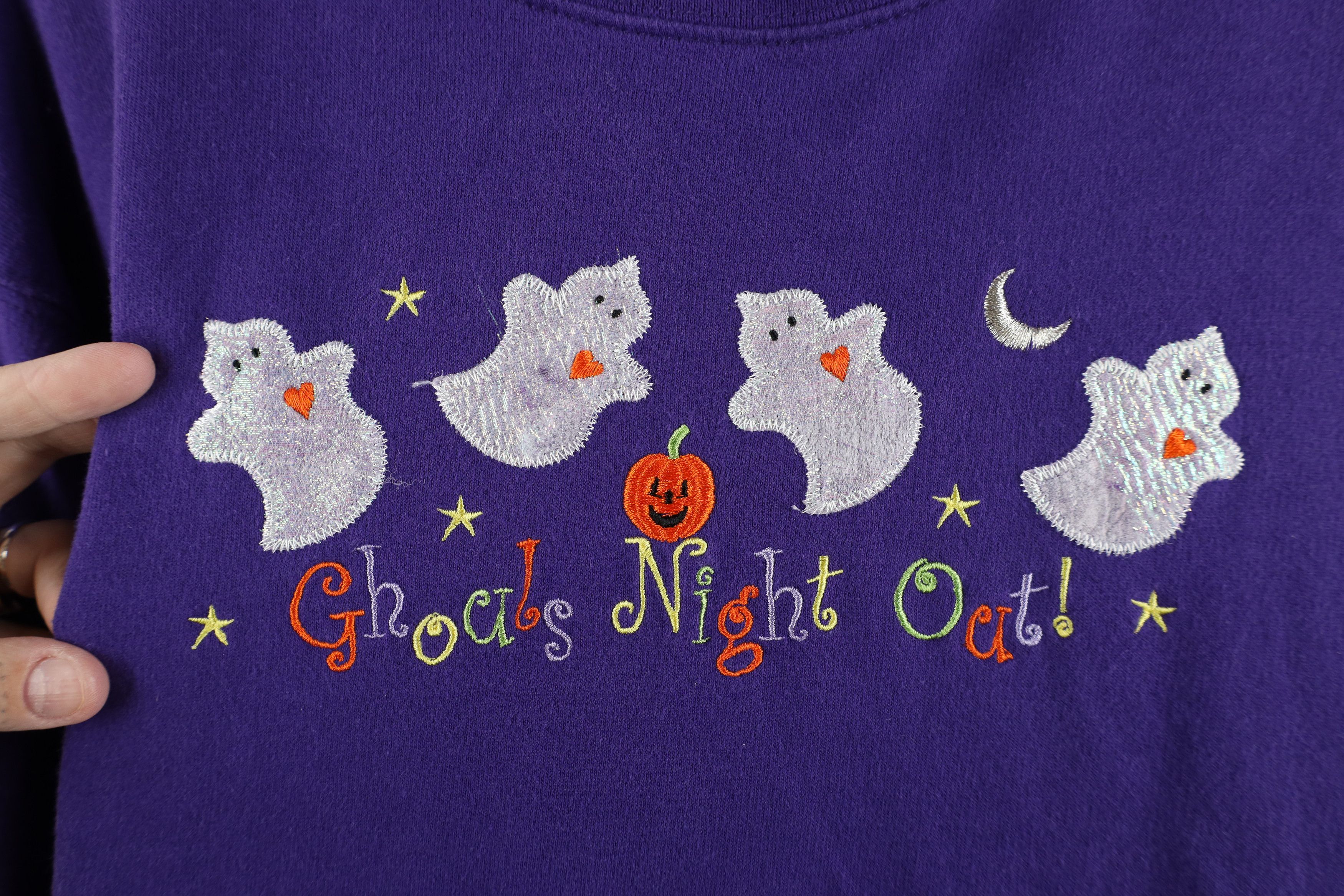 Vintage Vintage 90s Halloween Ghouls Night Out Ghost Sweatshirt Size M / US 6-8 / IT 42-44 - 4 Thumbnail
