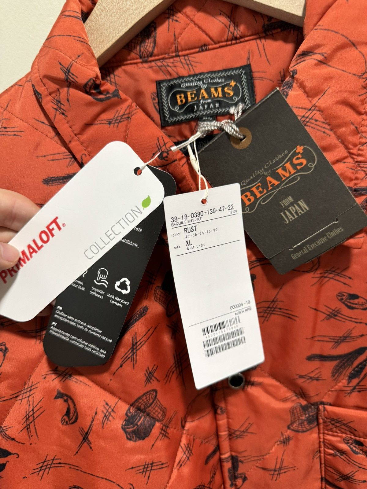 Beams Plus Beams+ QUILT SHIRT NYLON - Rust fishing print Size US XL / EU 56 / 4 - 6 Thumbnail
