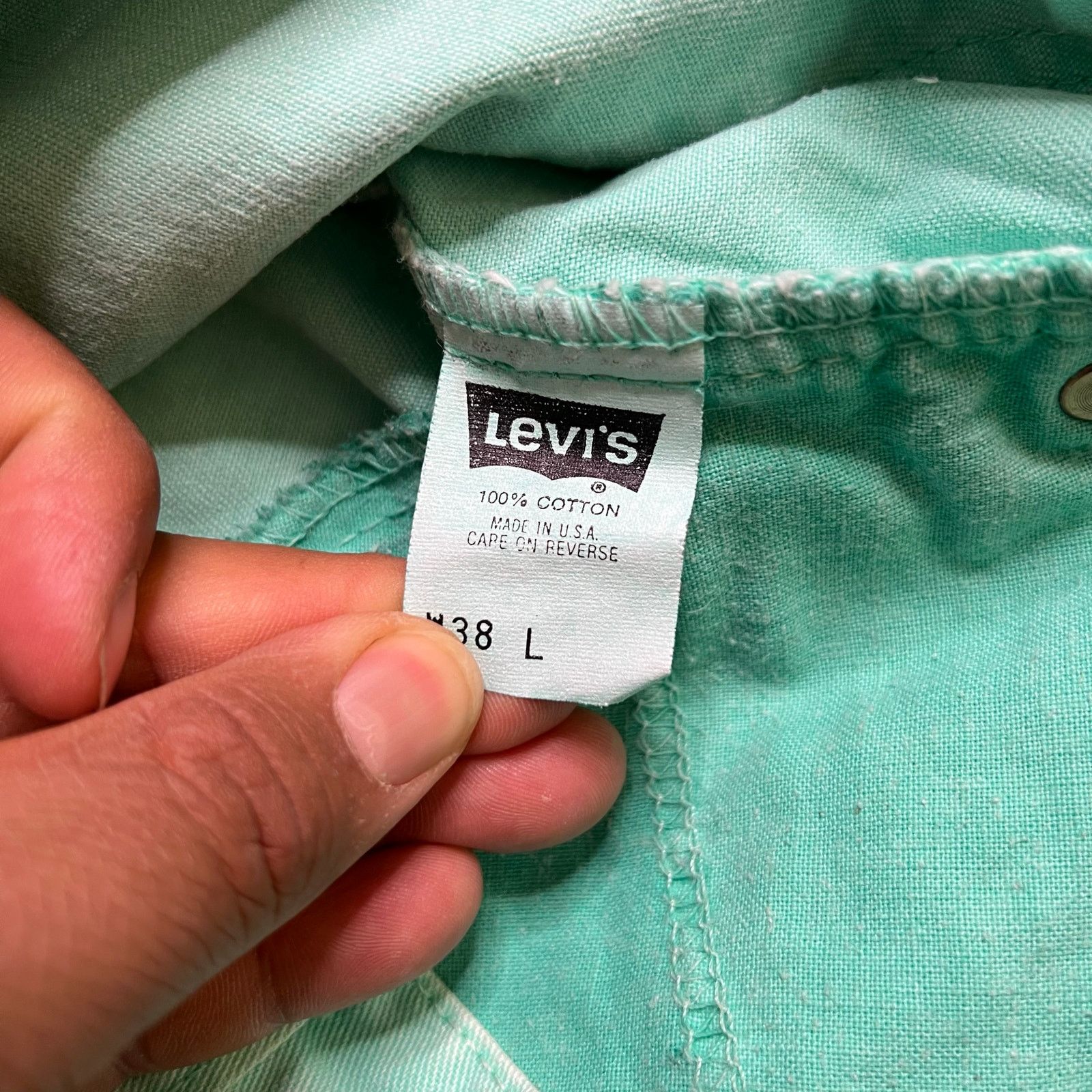 Levi's Vintage Levi’s 550 Mint Green Denim Shorts USA Men’s 38 Size US 38 / EU 54 - 4 Thumbnail