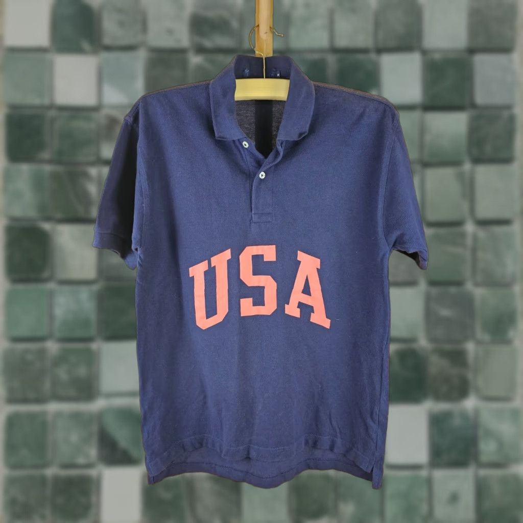 Polo Ralph Lauren VINTAGE Polo Ralph Lauren NAVY USA SPELL PRINT FLAG POLO SHIRT SZ MEDIUM US FLAG SHIRT Mens Size US M / EU 48-50 / 2 - 1 Thumbnail