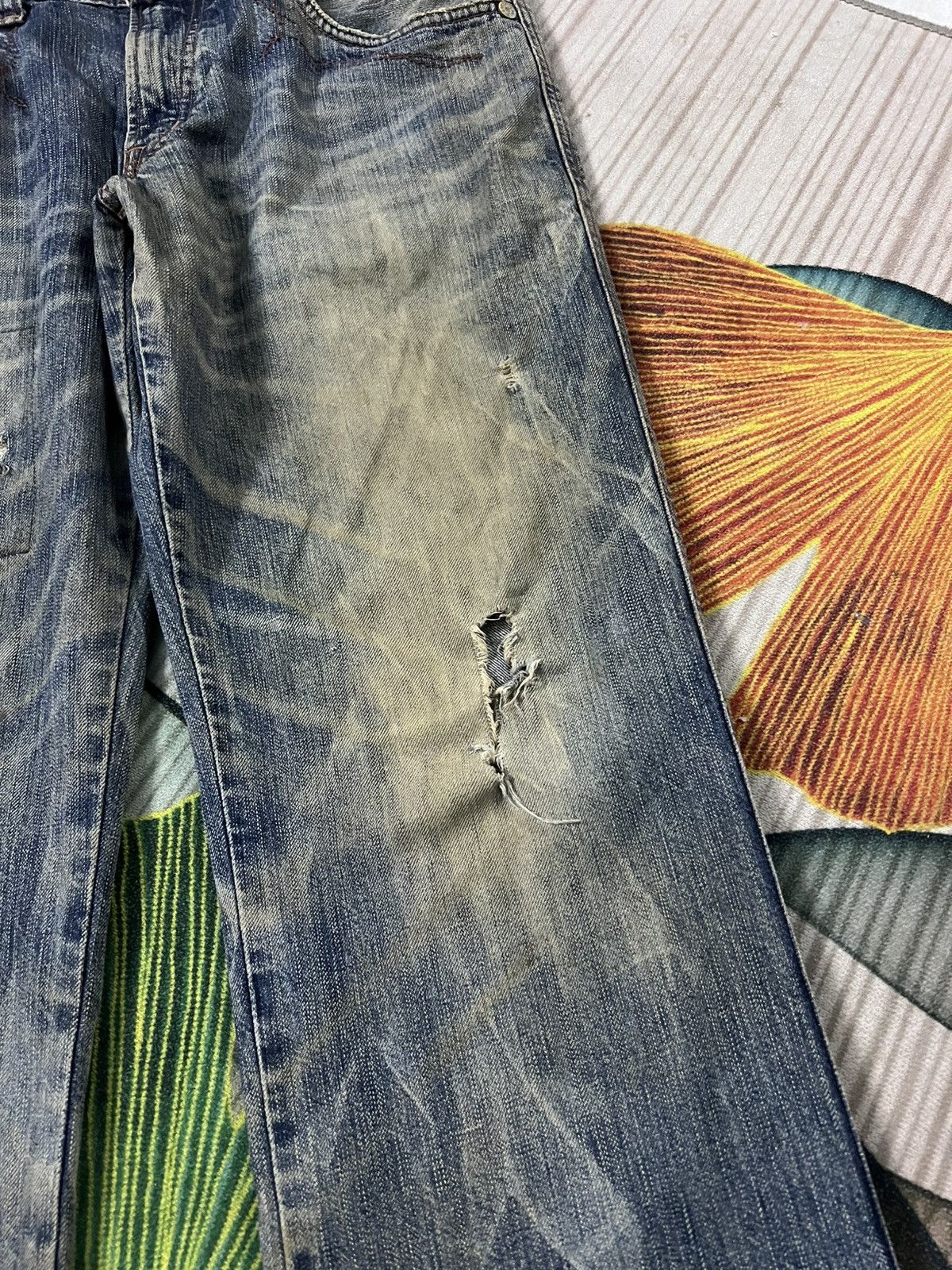 If Six Was Nine 💥Flare💥 Edwin 503 Blue Trip Eagle Model Distress Jean Size US 33 - 6 Thumbnail