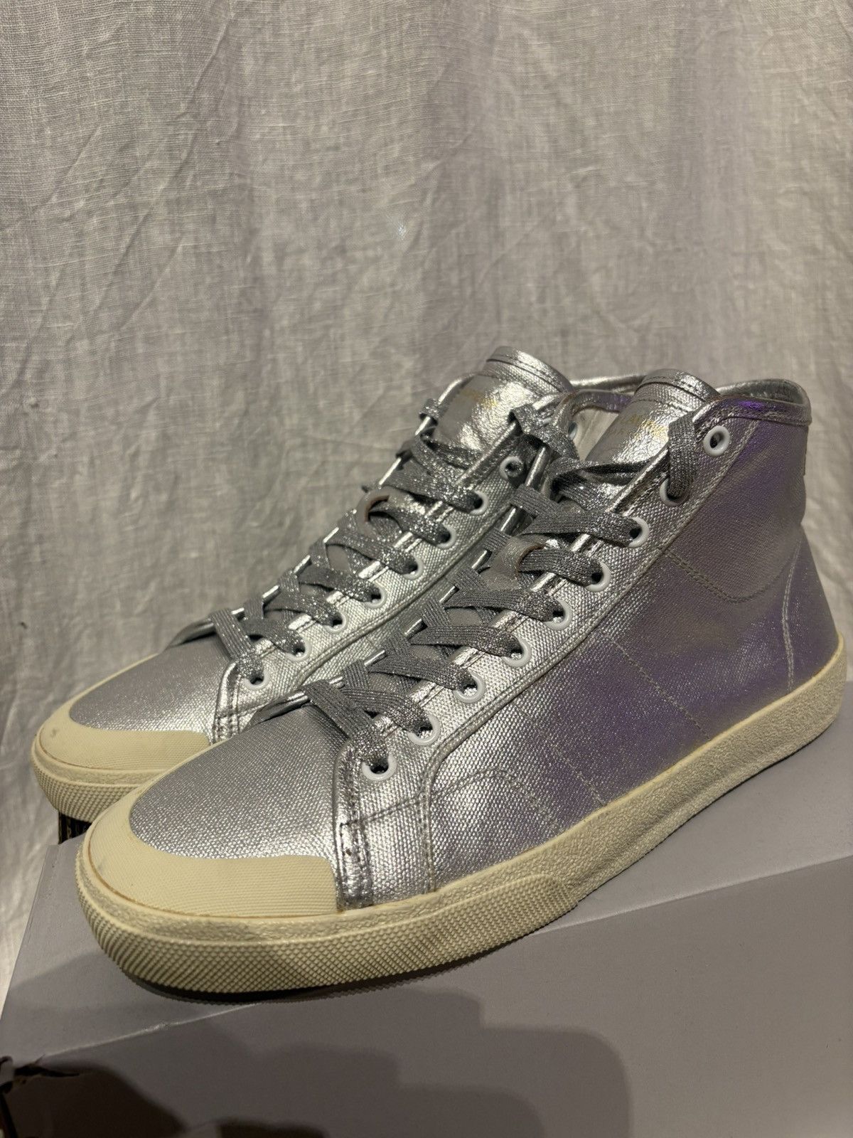 Saint Laurent Paris Silver Allsaints Converse style shoes Size US 10 / EU 43 - 1 Thumbnail