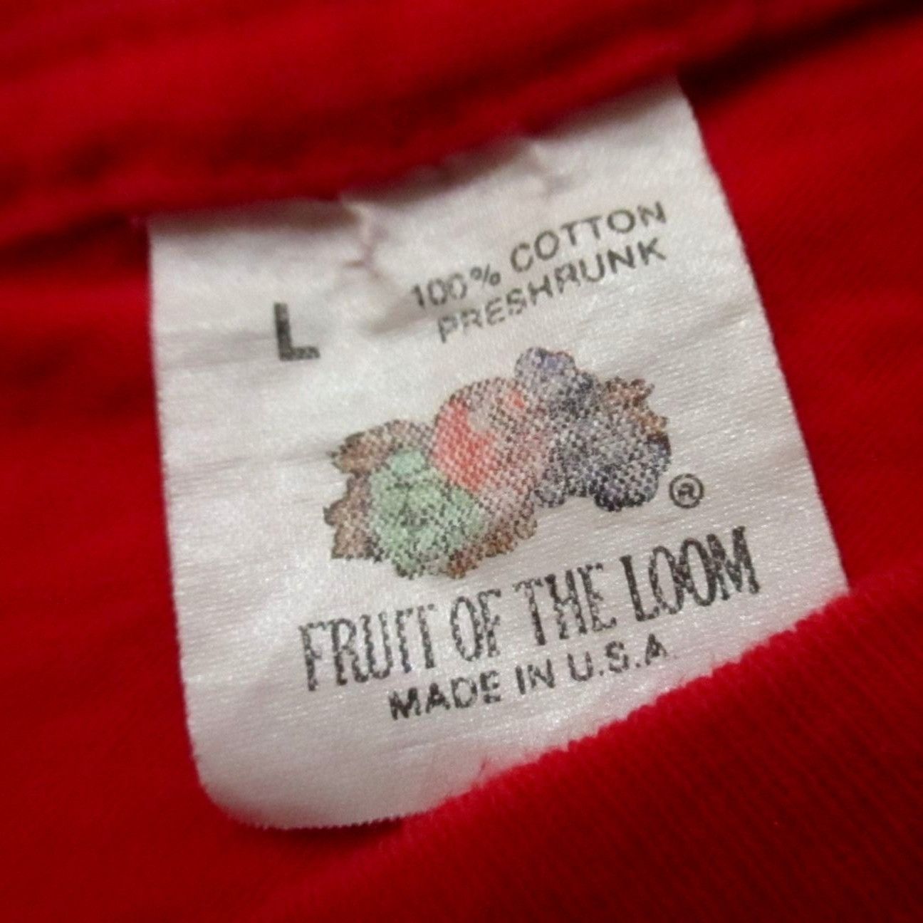 Fruit Of The Loom Vintage Men's T-shirt Large Single Stitch Pocket Plain Red F Size US L / EU 52-54 / 3 - 2 Thumbnail