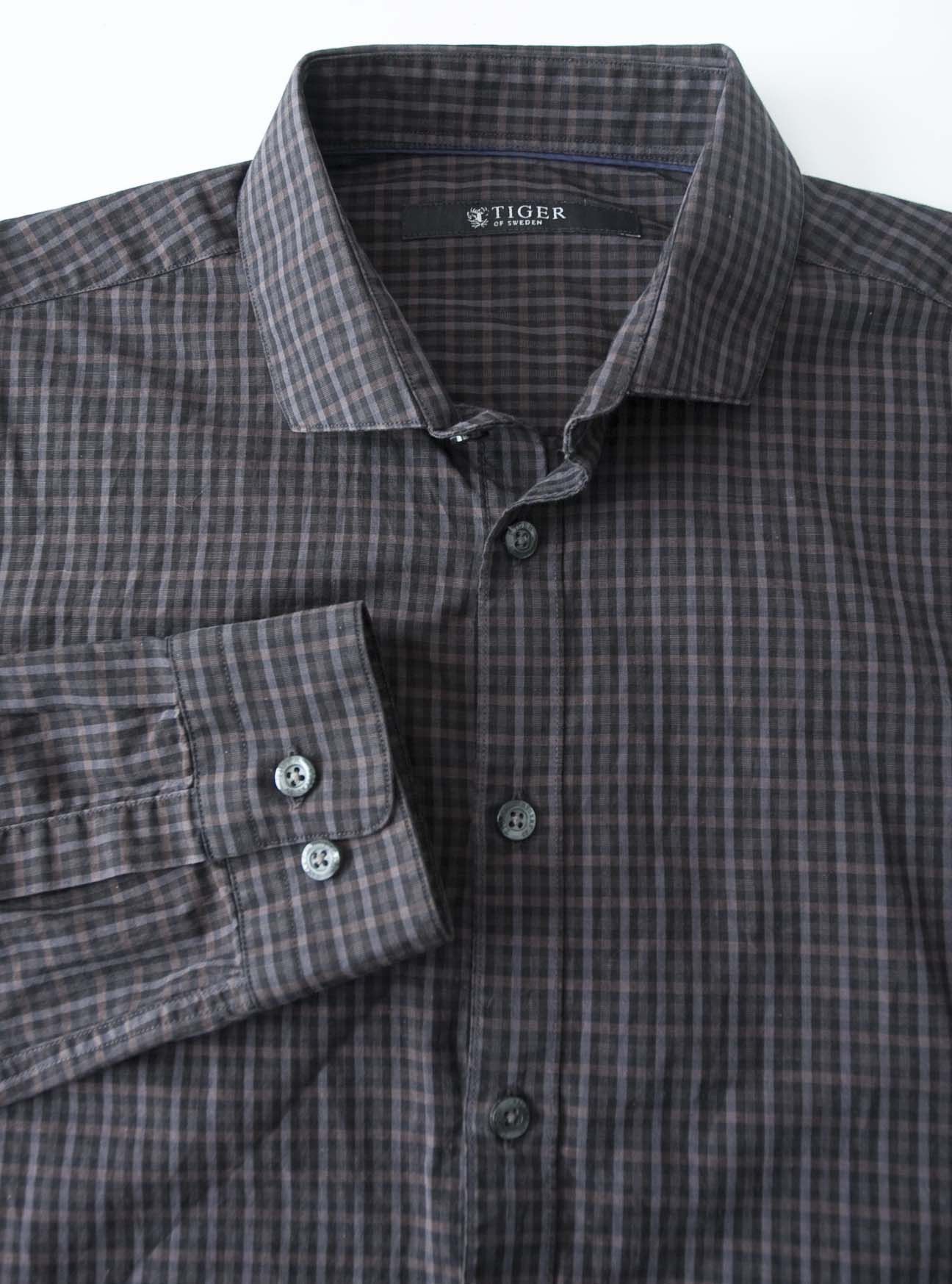 Tiger of Sweden Tiger of Sweden Shirt Size 40 Brown/ Gray Plaid Size 40R - 1 Thumbnail