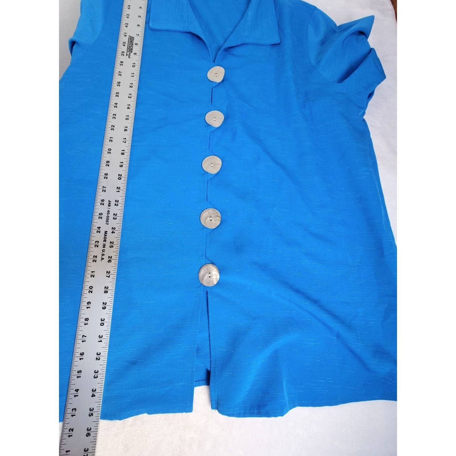 Vintage Caroline Rose Womens 3X Blue Button-Front Blazer Jacket Casual Lightweight Shirt Mens? Size XXL / US 16-18 / IT 52-54 - 7 Thumbnail